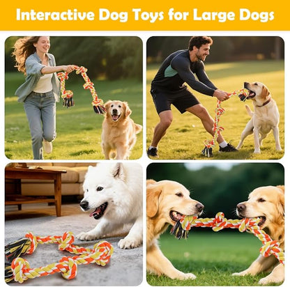 SZEE Dog Rope Toy for Large Dogs, 37 Inch 5 Knots, Halloween Pet Toys for Large Breeds, Tug of War Rope, for Energy Release & Boredom Relief (Yellow & Orange)