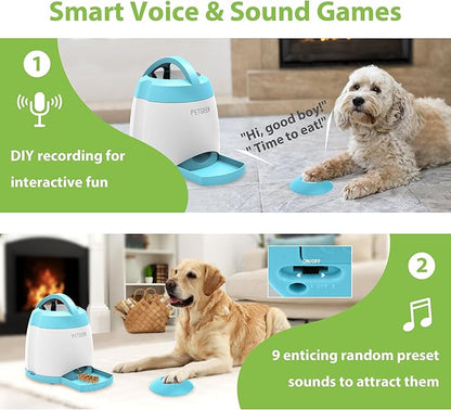 PETGEEK Dog Food Dispenser Toy, Treat Dispensing Dog Toys for IQ Training, Interactive Puzzle Toys to Keep Them Busy, 3000mAh USB Rechargeable Pet Treat Dispenser with Push Remote Button, 400ml