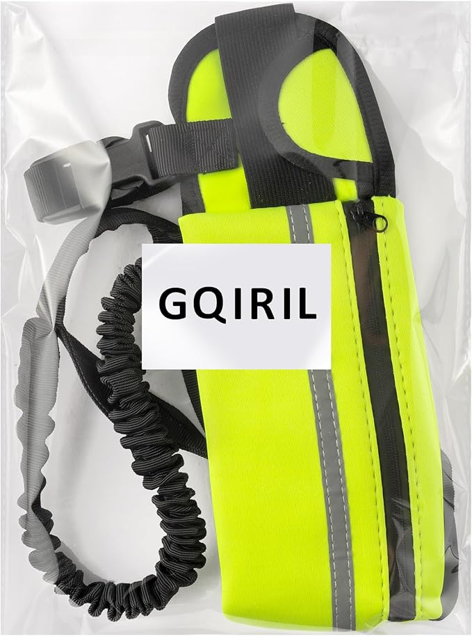 Hands Free Dog Leash - Waist Running Leashes with Zipper Pouch, Adjustable Reflective Waist Belt, Dualc Handle Retractable Bungee for Small Medium Large Dogs Walking Jogging (Green 4.1-7.2ft)