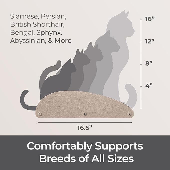 Accessory ADD-ON Set of 4 Facades Covers Compatible with Cat Wall Shelves by Pryde Pets - 100% Sustainable PET Felt - Climbers Sold Seperately - Cats Shelf Privacy and Safety Bumpers (Oatmeal)