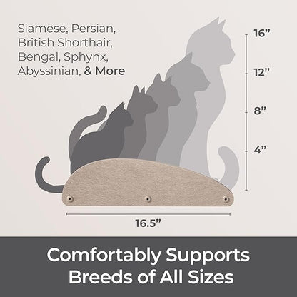 Accessory ADD-ON Set of 4 Facades Covers Compatible with Cat Wall Shelves by Pryde Pets - 100% Sustainable PET Felt - Climbers Sold Seperately - Cats Shelf Privacy and Safety Bumpers (Oatmeal)