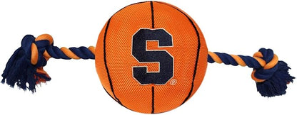 NCAA Syracuse Orange Basketball Rope Toy for Dogs & Cats. Tough Nylon, Sporty Basketball Design, Heavy-Duty Ropes with Inner Squeaker