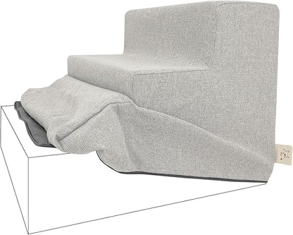 Best Pet Supplies Foam Pet Steps Cover for Small Dogs and Cats, Portable Ramp Stairs for Couch, Sofa, and High Bed Climbing (Cover Only) - Sand, 3-Step (H: 13.5") (Cover Only)