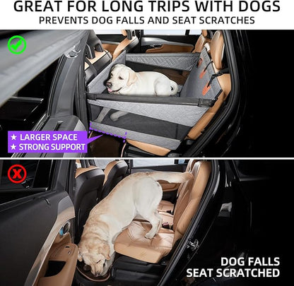 TKYZ Large Dog Car Seat,Back Seat Extender for Dogs,Waterproof Medium Dog Seat Cover for Backseat, Pet Bed for Car Hammock(Grey-L)