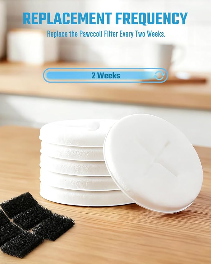 Dog Water Fountain Filters, Pet Fountain Replacement Filters for WF02, White 6 Count (Pack of 1)