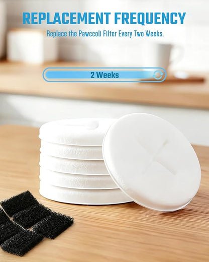 Dog Water Fountain Filters, Pet Fountain Replacement Filters for WF02, White 6 Count (Pack of 1)