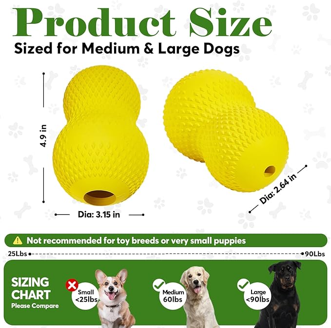 Natural Rubber Dog Chew Toy, Tough Gourd Dog Toy for Aggressive Chewers, Milk-Scented Interactive Dog Toy for Medium & Large Dogs to Chew, Tug & Fetch