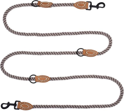 Mile High Life Dual Dog Leash - Double, 360 Swivel, Hands Free, Leather Tailored Connection for Two Dogs (Camel, 8FT)