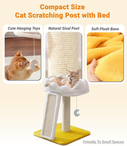 Happi N Pets New Cloud Cat Tree Tower, Cat Scratching Post with Bed, Small Cat Tree, Compact Cat Tower with Scratching Pad & Cloud Soft Perch & Cute Toys, Extra Toy, Bonus Catnip