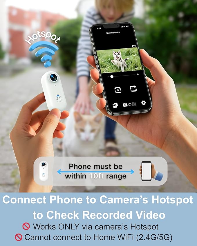 Cat Camera Collar with Tracker Tag, 1080P HD Video Recording, Check Video on Phone APP, XS-Size Pet POV Cam for Cats & Small Dogs, Mini Body Cameras for Pets（No SD Card Included