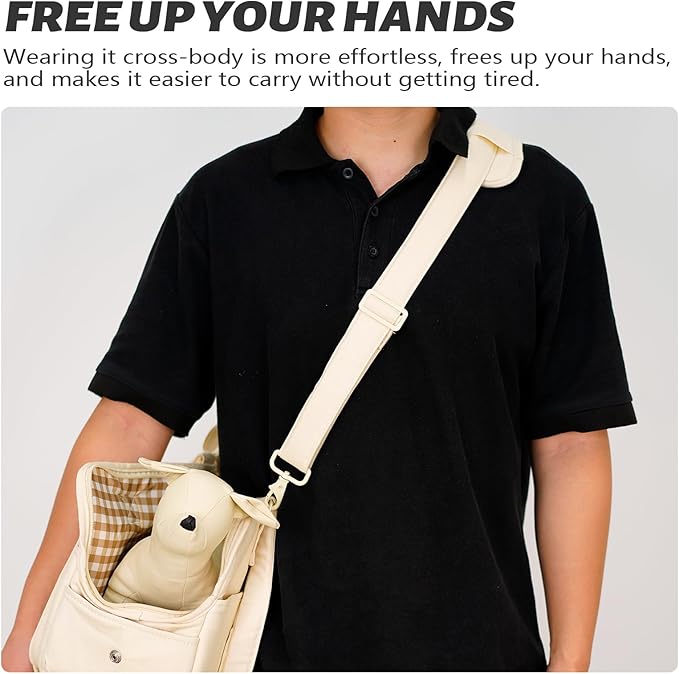 Pet Carrier Shoulder Strap - Lightweight and Comfortable Pet Carrier Accessory for Easy Travel - Reduces The Burden of Carrying Your Pet (Beige)