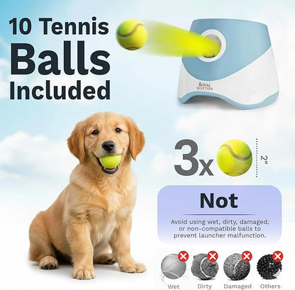 Automatic Ball Launcher for Dogs with 10 Tennis Balls (2 inch), Dog Ball Launcher with 3 Range Modes (10/20/30ft), Rechargeable Dog Balls Thrower for Small-Medium Dogs,Indoor/Outdoor Pet Fetch Machine
