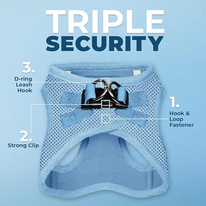 Best Pet Supplies Voyager Step-in Air Harness - All Weather Mesh, Reflective, No Pull Harness for Dogs, Cats - Secure with Hook & Loop Fastener, Buckle, Double D-Rings - Baby Blue, L
