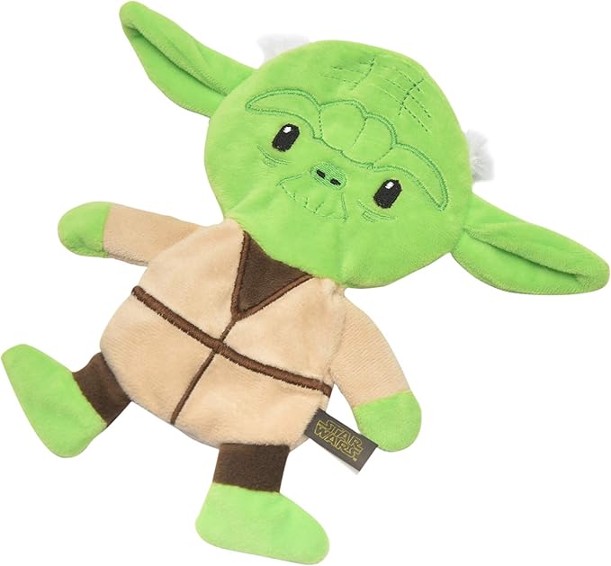 STAR WARS Dog Toy Yoda Plush Flattie Dog Toy - Officially Licensed - Small Soft Stuffingless Crinkle Chew Toys for All Dogs, 6 Inch