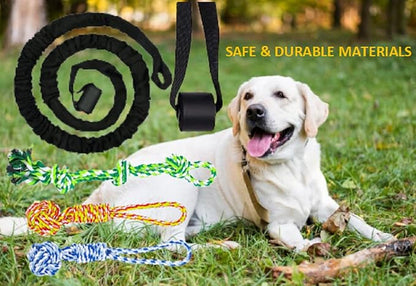 5PCS Spring Pole Dog Rope Toys, Dog Interactive Tether Tug of War Toy, Indoor Outdoor Bungee Hanging Toys, Dogs Tree Interactive Tether Pull & Tug of War Toy, Exercise Toy with Chew Rope for Dogs