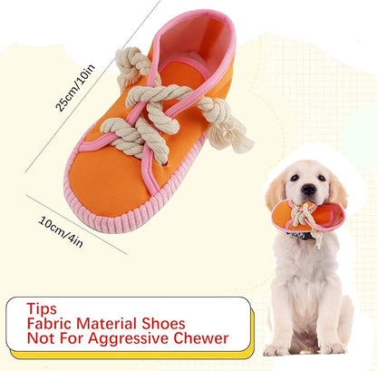 vocheer Dog Chew Toy, Dog Toys to Keep Them Busy Durable Teething Shoe Interactive Squeaky Puppy Toy,Small,Medium Breze, Machine Washable, Orange