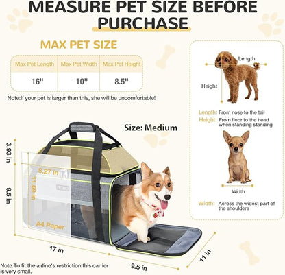 Lekereise Top-Expandable Pet Carrier 17x11x9.5 Inch Alaska Hawaiian Airline Approved Soft Sided Underseat to 12lbs Travel Carriers for Small Cats and Dogs with Locking Safety Zippers Anti-Scratch Mesh