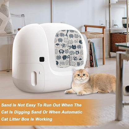 Cat Litter Box Curtain, Washable Litter Box Door Cover, Litter Box Curtain for Enclosed Self-Cleaning Boxs -White Square 11''LX10''W （Curtain Only）