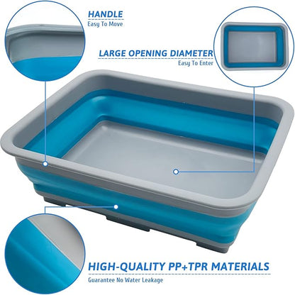 Fhiny 2PCS Open Cat Litter Box, Kitten Potty Pan Semi-Enclosed Foldable Waterproof Travel Toilet Low Entrance for Indoor Cats Small Pet Kitty Rabbit Supplies Easy to Clean and Assemble