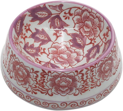 Ceramic Dog Bowl Purple & White Cat Pet Bowls for Small Breeds - 5.7" Wide x 2.8" Tall - 1.5 Cup Food and Water Puppy Dish for Dogs Pet Feeding, Microwave and Dishwasher Safe