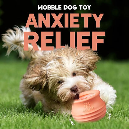 Dog Enrichment Treat Toy, Long-Lasting Wobbly Interactive Freeze Lick Toys for Dogs, Stuffable Puzzle Feeder Toy for Boredom, Silicone Treat Dispensing Chew Toy (Pastel Orange,S)