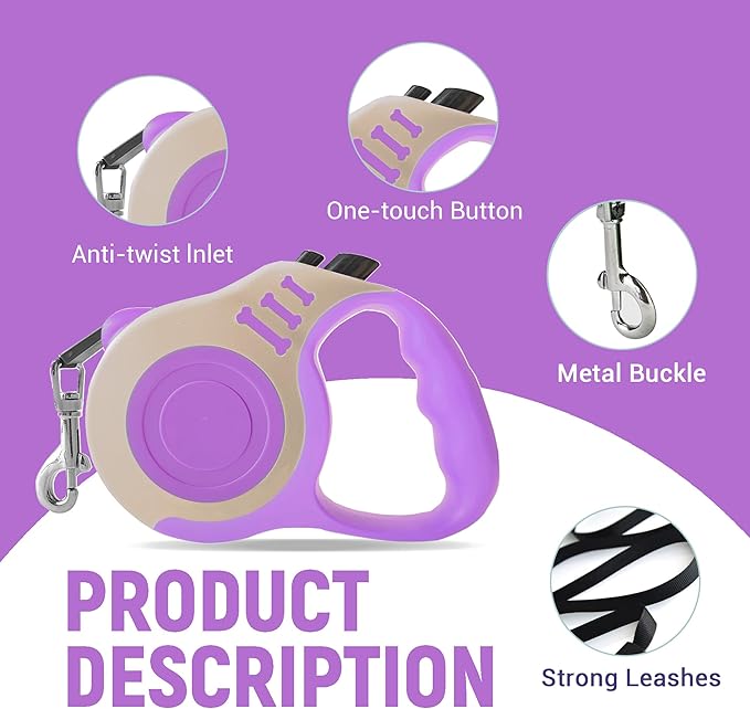 Retractable Dog Leash Automatic Telescopic Tractor Dog Tape, Pet Tape 10/16 FT Durable and Convenient, with Non-Slip Handle, Suitable for Small and Medium-Sized Dogs