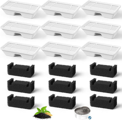9 Pack Dog Water Fountain Filters for 170oz/5L Pet Water Dispenser Fountain Filters, Supersuki Multiple Filtration Dog Water Filter Replacement(9 Filters+ 9 Sponges)