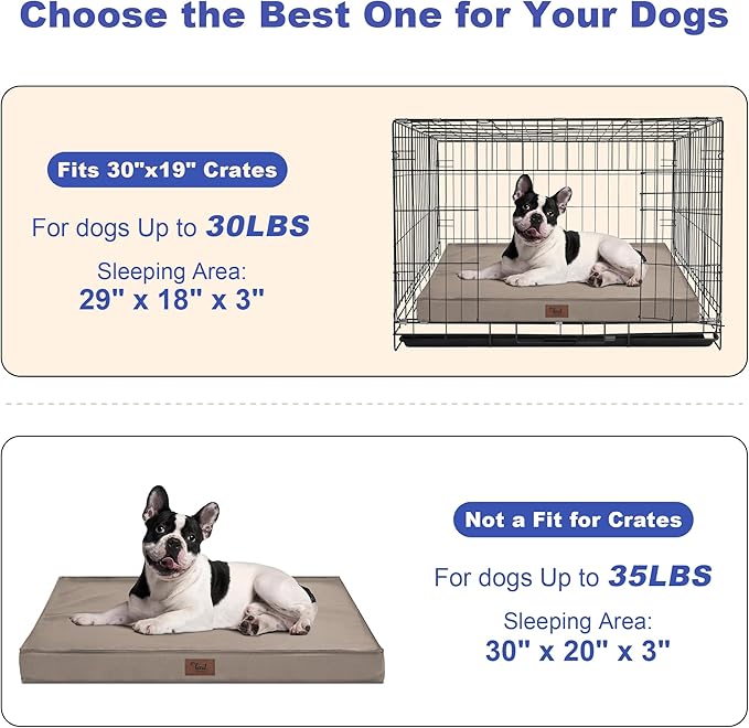 Outdoor Orthopedic Dog Bed for Medium Dogs & Cats, Waterproof Flat Pet Mat with Egg Crate Foam & Washable Removable Oxford Cover, 30x20 Inch, Khaki