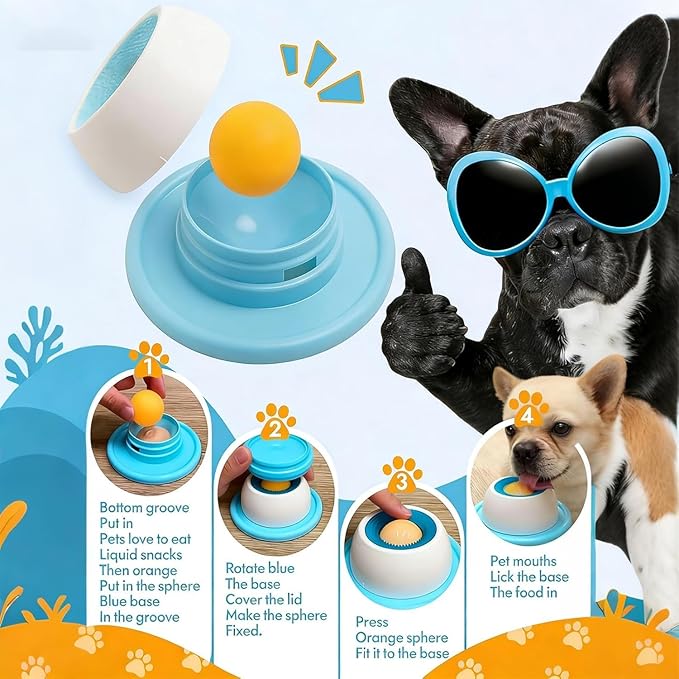 Upgraded Dog Lick Bowl, Dog Cat Enrichment Toys, Interactive Slow Feeder & Anxiety Relief Treat Dispenser with Non-Slip Base for Puppy Kitten Mental Stimulation. (Yellow-1PCS)
