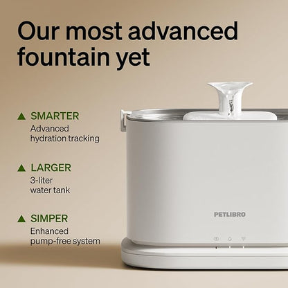 PETLIBRO Quiet Dog Water Fountain Stainless Steel Tray, Smart Pet Water Fountain for Dogs Inside with App Monitoring, 3L Dog Fountain Water Bowl, Automatic Water Dispenser for Dogs, Cat Water Fountain