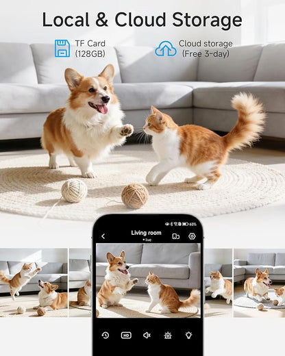 Noorio 4K Security Indoor Camera, 5GHz WiFi Security Camera, Pet/Dog/Baby Camera with Phone app, 360 Pan-Tilt, Night Vision, Human/Pet Auto Tracking, Works with Homekit, T120