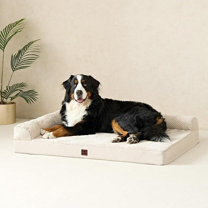 EHEYCIGA XXL Dog Bed Memory Foam, Orthopedic Giant Dog Bed Jumbo with Washable Removable Cover, Waterproof Pet Sofa Couch with Nonskid Bottom, 48x35x7.5, Beige