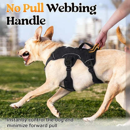 rabbitgoo Escape Proof Dog Harness, Soft Padded Full Body Pet Harness, Reflective Adjustable No Pull Vest with Lift Handle and Leash Clip for Large Dogs Walking Hiking Training, M, Black