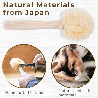 Gentle Cat Brush for Indoor Cats – Soft Daily Grooming & Massage Brush for Sensitive Cats & Kittens, Removes Loose Surface Fur (Not a Deshedding Tool), Natural Sisal, Made in Japan (Type-A)