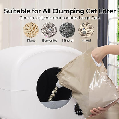 Self-Cleaning Cat Litter Box: Extra Large Automatic Litter Box for Multiple Cats, Odor Control, Low Noise, App & Panel Control, Easy Waste Disposal
