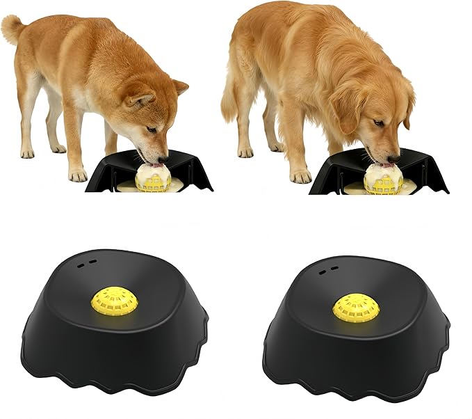 Slow Feeder Dog Bowls Interactive Dog Licking Toy & Lick Bowl for Dogs, Large Capacity Non-Slip Dog Lick Bowl for All Dogs & Cats (1, Black&Black)