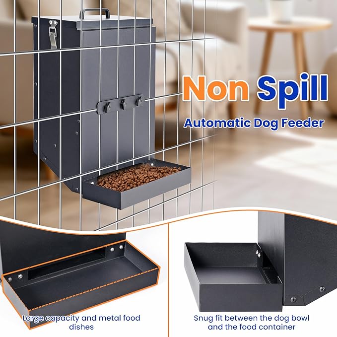 Dog Feeder Hanging Crate Automatic Food Dispenser 17Lbs Hanging Pet Cage Feeder for Large Breed,Rabbit,Chicken,Puppy,Ferret,Chinchilla,Ferret