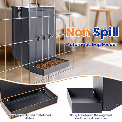 Dog Feeder Hanging Crate Automatic Food Dispenser 17Lbs Hanging Pet Cage Feeder for Large Breed,Rabbit,Chicken,Puppy,Ferret,Chinchilla,Ferret