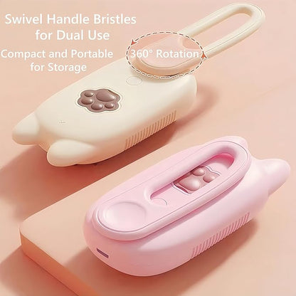 BoBow Cat Steam Brush for Shedding, 4 in 1 Rechargeable Steam Pet Brush for Cats and Dogs, Anti-Static, Massage, Cleaning, Shedding& Combing All in One! (Beige)