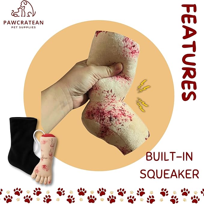 7" Squeaky Plush Toy for Puppies Small Dogs Self Etertainment Washable Soft Made [PET ONLY] (Sock & Foot)