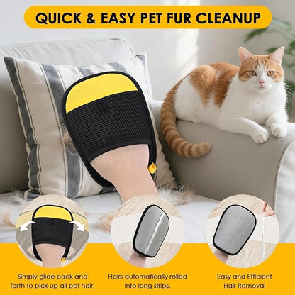SAWMONG Pet Hair Remover Gloves 2-Pack – Extra-Wide Static Dog & Cat Hair Remover for Couch, Carpet, Clothes & Car Seats, Reusable Lint Roller Alternative