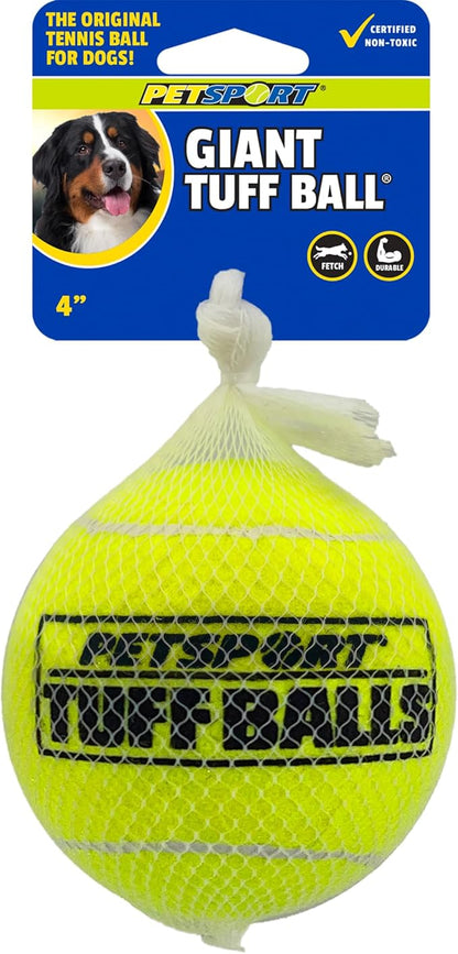 PetSport Giant Tuff Ball - Giant Tennis Balls for Dogs, Great for Boredom & Aggressive Chewers, Dog Toy, Giant Tennis Balls for Large Dogs, Certified Non-Toxic, Won't Wear Down Teeth - 4"