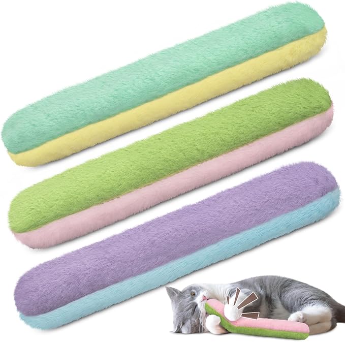 Retro Shaw Refillable Catnip Toys for Cats, 3Pcs Cat Toys Pillows with Crinkle Sound, Interactive Indoor Kitten Nip Chew Kitty Kicker Toy for Exercise 8 Inches