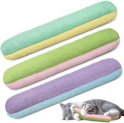 Retro Shaw Refillable Catnip Toys for Cats, 3Pcs Cat Toys Pillows with Crinkle Sound, Interactive Indoor Kitten Nip Chew Kitty Kicker Toy for Exercise 8 Inches