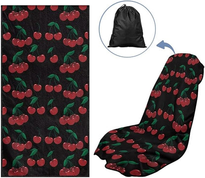SEANATIVE Cherry Print Car Towel Front Seats Seat Covers, Washable Seat Protector, Fit Beach Swimming Outdoor Sports, Universal Fit Most Cars Trucks SUVS Car