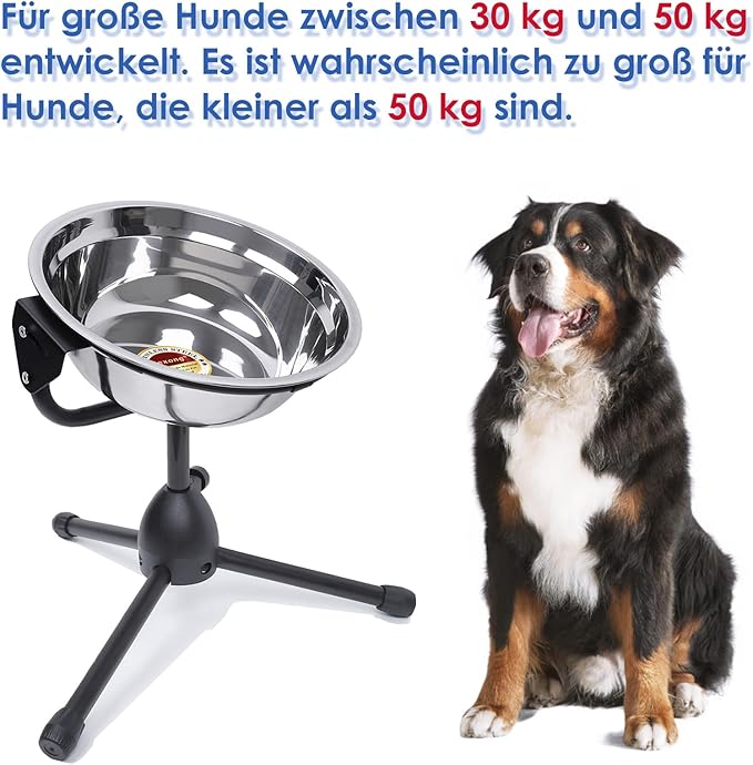 Elevated Dog Bowl with Adjustable Metal Stand,Extra Large Size for Dogs Heavier Than 100 lbs,1.24 Gal 4.7 Liter, Stainless Steel Dog Food Bowl Height Adjustable Non-Slip Raised Dog Bowl Set
