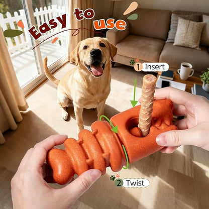 Bully Stick Holder for Aggressive Chewers,Bully Sticks Holder to Prevent Choking,Dog Toys to Keep Them Busy,Dog Chew Holder Fit 0.2-0.79IN Bully Sticks,Gift for Medium/Large Dogs