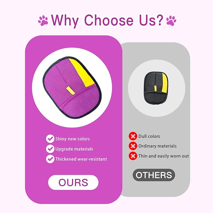 3pc Pet Hair Removal Gloves, Reusable Cats & Dogs Pet Hair Removal Tool,Efficient Pet Hair Removal Electrostatic Gloves is Suitable for Clothes, Sofas, Beds and Carpets (Purple)