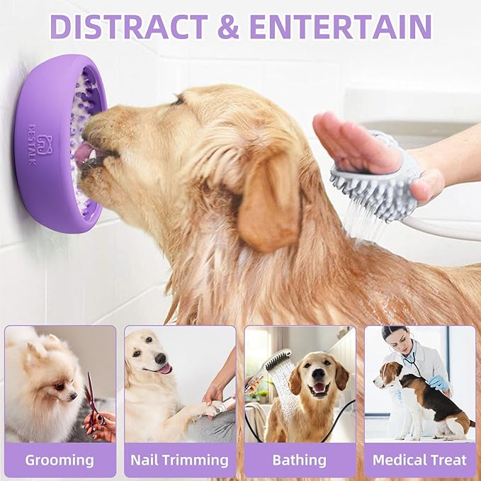 Dog Lick Bowl, Bestalk Anxiety Relief Lick Mat for Dogs, Non-Slip Freeze Licking Bowl Enrichment Puzzle Feeder for Distraction, BPA Free Silicone, Dishwasher Safe(Purple,L)