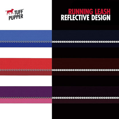 Tuff Pupper Hands Free Bungee Dog Leash | Lightweight for Running Jogging Walking | Adjustable Padded Waist Belt (24-50 inch) | Bungee Stretch 3 to 6 Feet | Strong Ballistic Nylon w/Reflective Strips